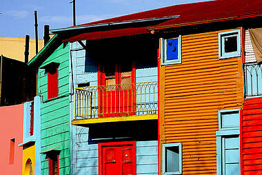Farbenfrohe Häuser in La Boca, Buenos Aires