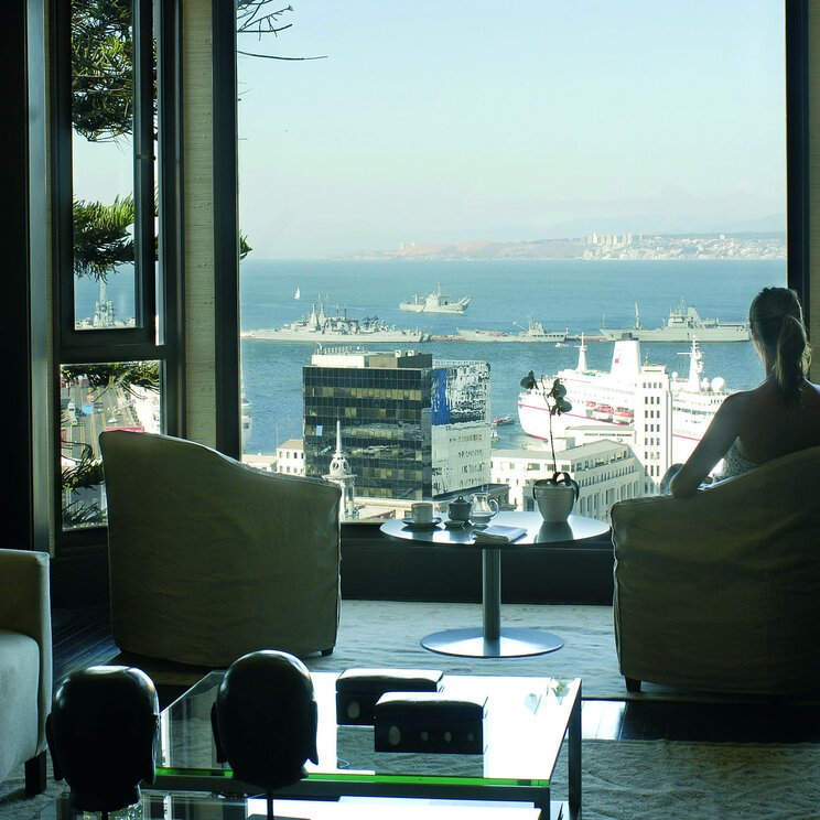 Sitzecke mit Blick auf Valparaiso