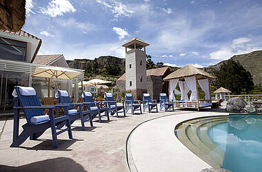 Pool mit tollem Außenbereich im Hotel Aranwa Pueblito Encantado del Colca, Nahe Arequipa