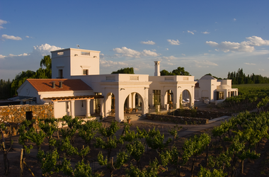 Cava Wine Lodge umgeben von Weinbergen