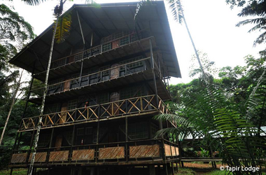 Tierbeobachtungsturm in der Tapir Lodge in Cuyabeno, Amazonas-Regenwald von Ecuador