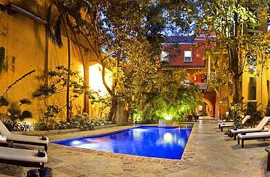 Entspannen am Pool im Hotel Casa Pestagua, Cartagena