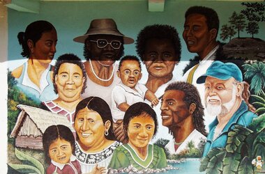 Wandbemalung verschiedene Ethnien in Belize