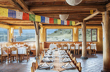 Restaurant in der Hosteria Tambopaxi Lodge im Cotopaxi Nationalpark Ecuador