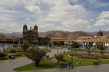 Blick auf den Plaza de Armas in Cusco Peru.