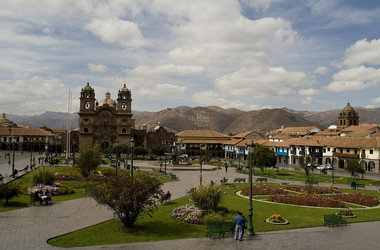 Blick auf den Plaza de Armas in Cusco Peru.