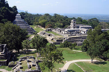 Tempel-Anlage Palenque in Vogel-Perspektive