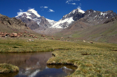 See und Aconcagua in derGegend von Mendoza