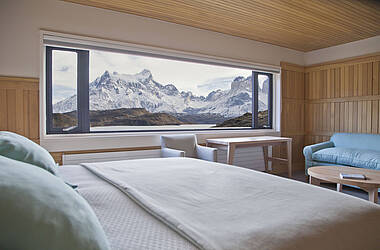 Suite mit Blick auf die Berge im Nationalpark Torres del Paine