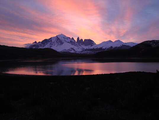 Torres del Paine bei Sonnenuntergang