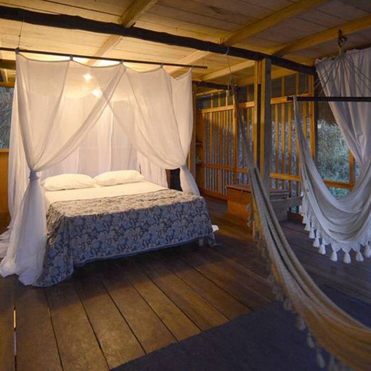 Bungalowkabine in der Calanoa Lodge im kolumbianischen Amazonas