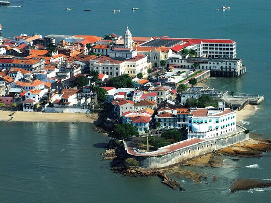 Sicht auf die Halbinsel Casco Viejo, das historische Viertel von Panama-Stadt