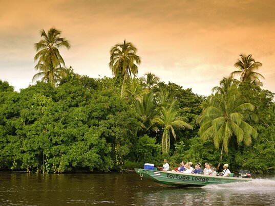 Bootsfahrt durch die Flusslandschaft im Tortuguero Nationalpark Costa Rica