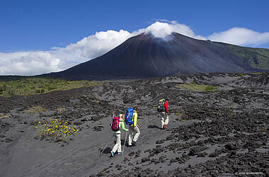 Wanderer erklimmen den Pacaya, einen der aktivsten Vulkane der Welt