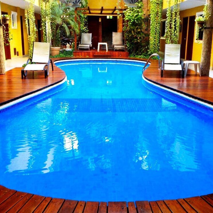 Pool-Anlage im Hotel Las Golondrinas, Playa del Carmen