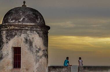 Sonnenuntergang auf der Mauer, Cartagena