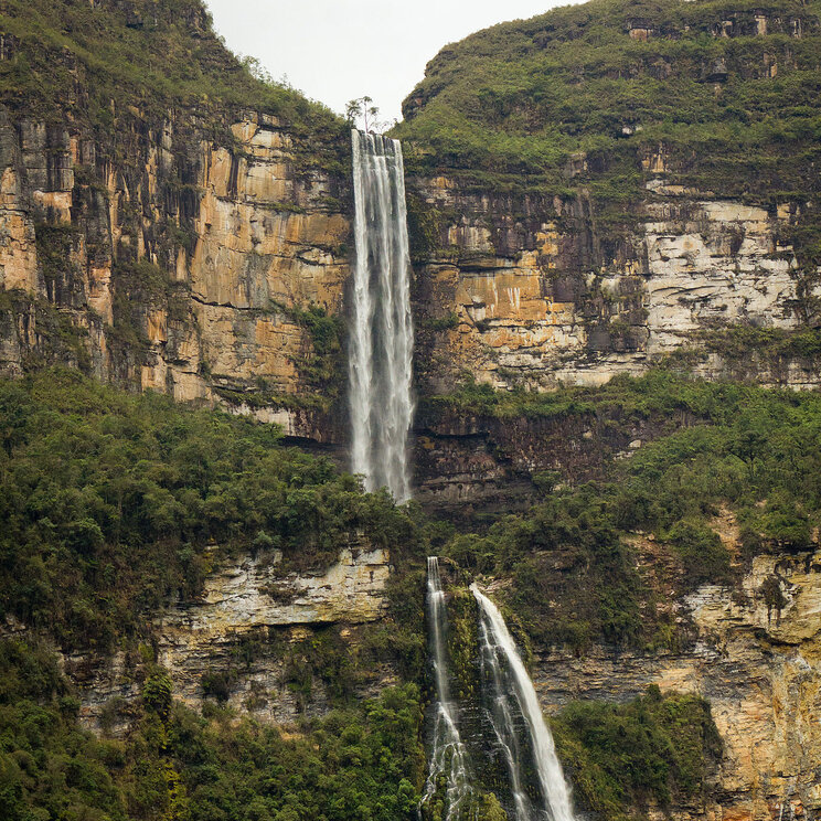 Blick auf den Gocta Wasserfall, Peru.