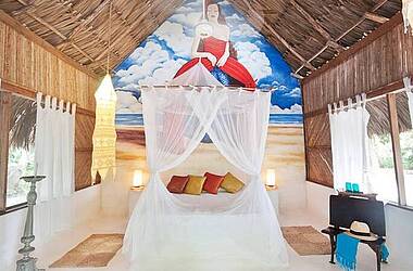 Zimmer mit karbischem Flair im Hotel Playa Koralia, Karibikküste von Buritaca